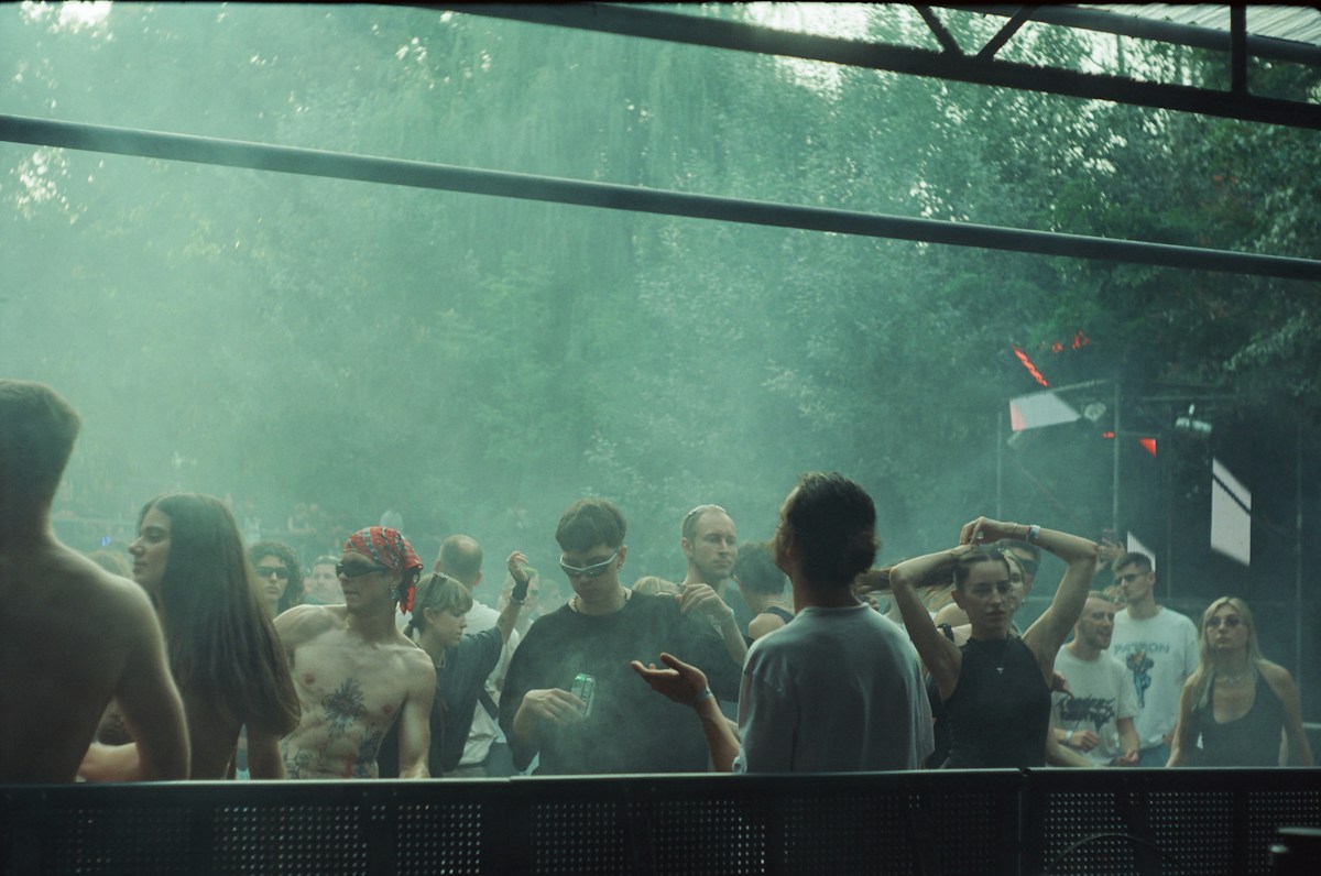People gathered at an outdoor music event